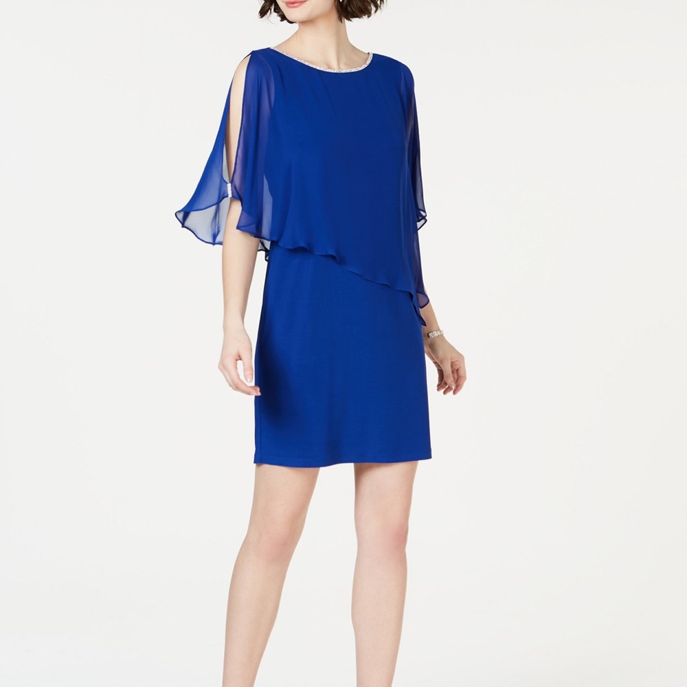 MSK rhinestone-trim chiffon popover dress